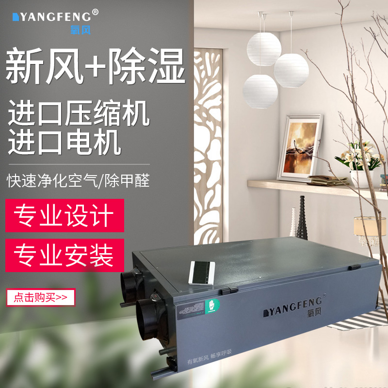 氧风全热交换新风除湿机一体机系统别墅地下室防潮中央吊顶管道式