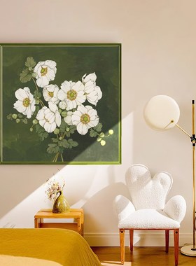 野棉客厅装饰画画小新背景墙挂画卧室卉壁画绿色