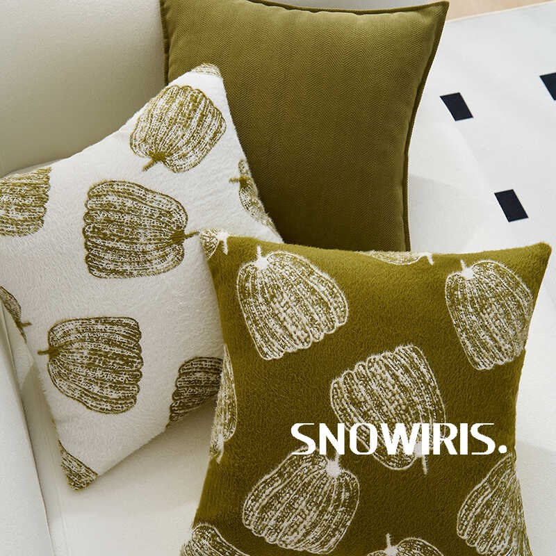 复古南瓜抱枕套绒面纯色简约客厅装饰沙发靠枕床头靠垫靠背腰靠枕