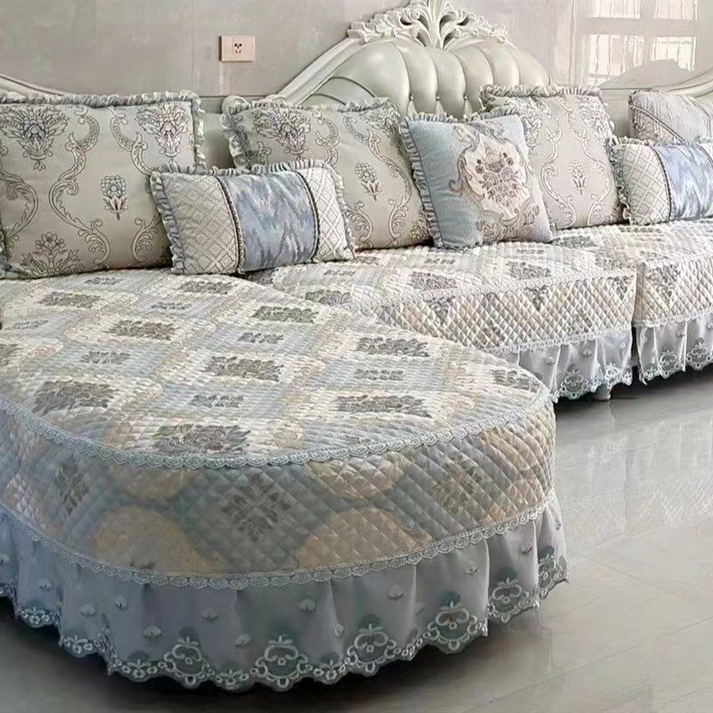 欧式U型沙发垫子全包罩订做简欧布艺坐垫现代防滑床包