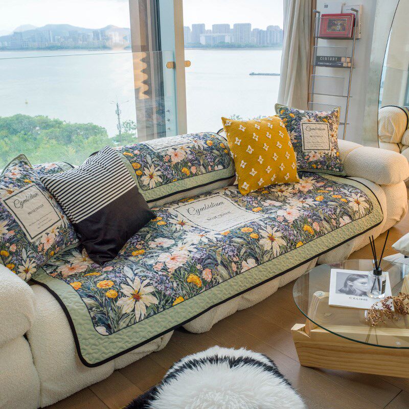性价比四季通用田园沙发垫加厚卉沙发盖巾防滑沙发罩垫水洗