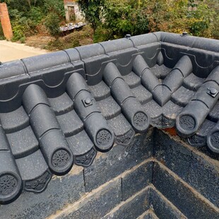 7墙面一体瓦树脂红色院墙盖帽塑料墙头装 饰围墙瓦乡村振兴