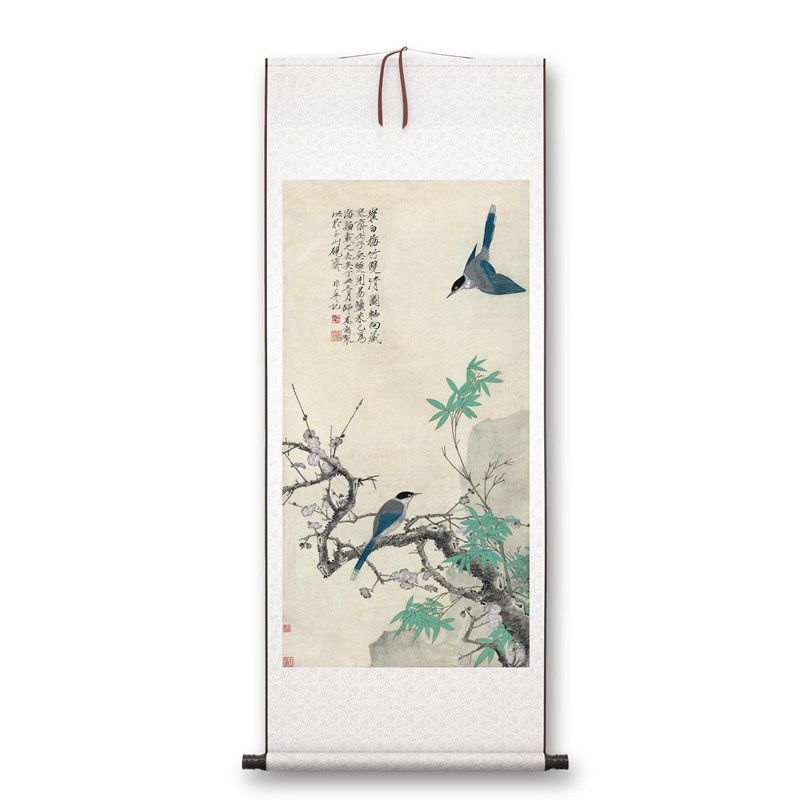 于非闇仿崔白梅竹图客厅书房茶室装饰画挂画玄关水墨卷轴