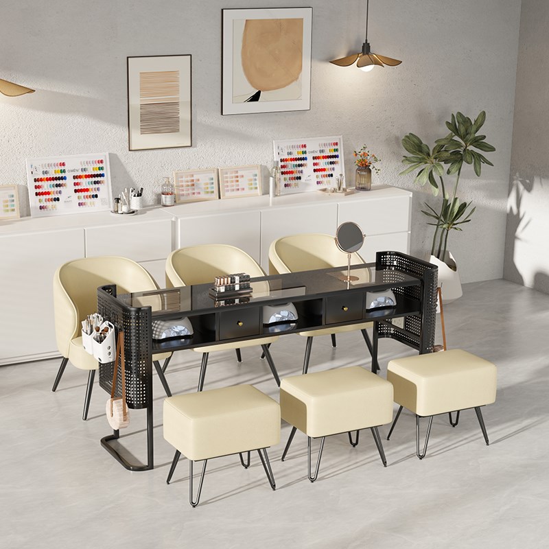 童铁山美容大工椅布艺师傅椅美甲桌椅装美甲店皮艺顾客椅子