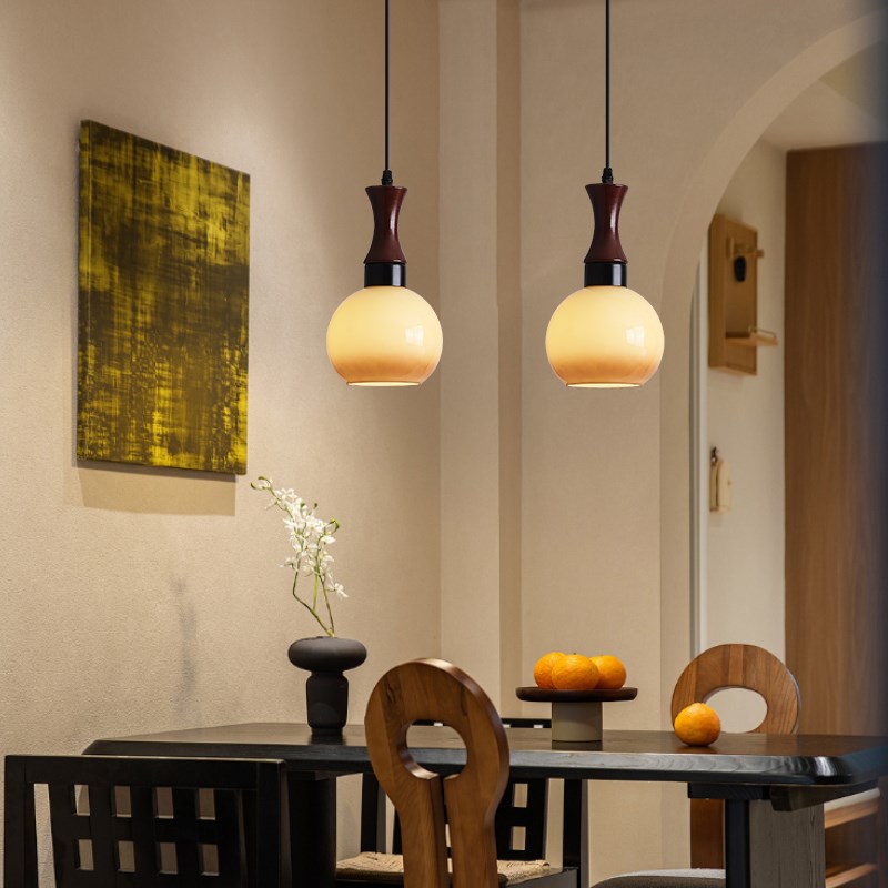 中古床头吊灯侘寂风包豪斯设计师餐厅吊灯高级感卧背景墙吊线灯