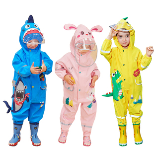 儿童连体雨衣裤 女童男童小学生幼儿园防水全身帽檐卡通宝宝雨披