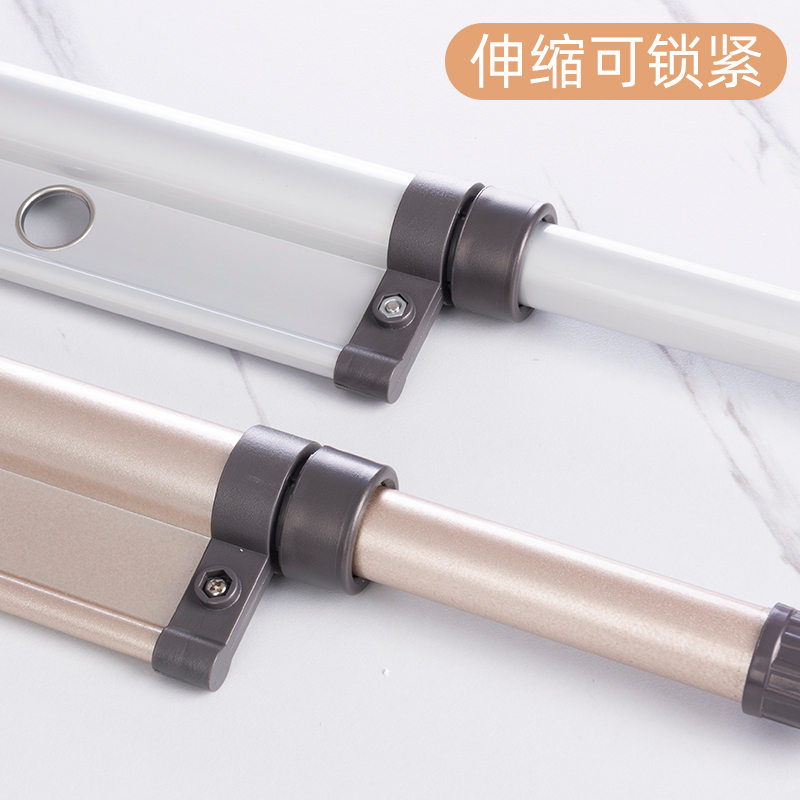 铝合金晾衣杆阳台顶装免打孔伸缩室内晾衣架单杆固定式延伸晒衣架
