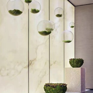 绿植景观球装饰中庭吊挂球灯装置商场售楼处造景绿植