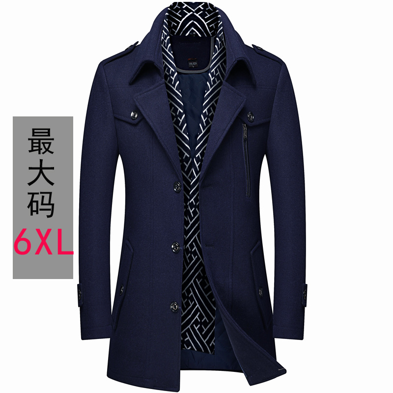 优质品质男本命年红色酒红色枣红羊毛呢子风衣中长款毛呢大衣外套