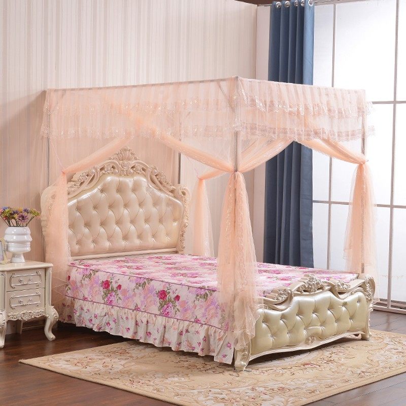 加厚不锈钢落地式宫廷1.2583米三开门落地式方顶公主单门家用蚊帐