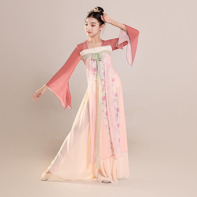 儿童古典舞蹈服飘逸汉服齐胸破裙女童扇子舞身韵纱衣中国舞演出服