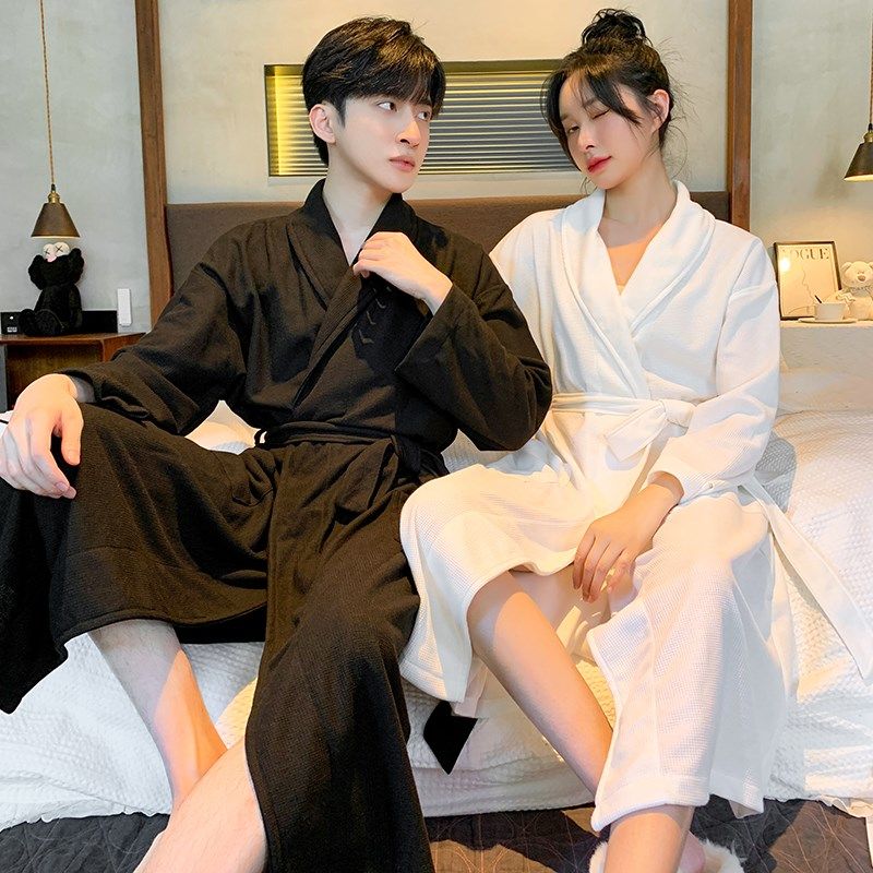 浴袍男女情侣四季通用秋冬季长款加大码200斤日式和服系带睡衣袍