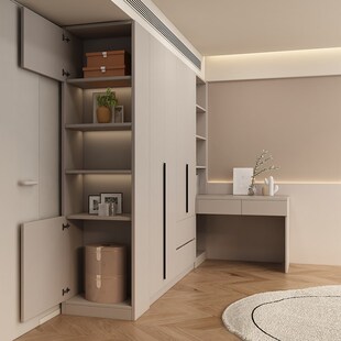 实木衣柜家用卧室梳妆台书桌一体柜子储物柜包安装儿童收纳柜衣橱