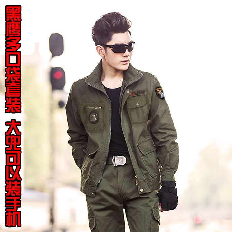 春秋工装电焊工作服套装男士纯棉工厂制服加厚防烫汽修机修劳保服