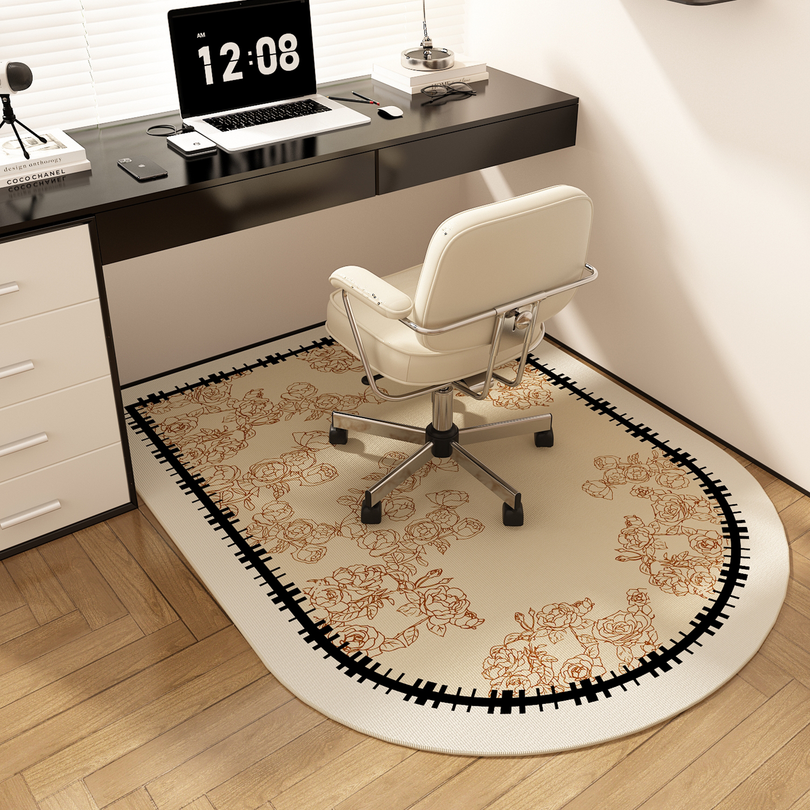 轻奢高级感电脑椅学习椅子地毯法式地垫书桌下转椅卧室梳妆台脚垫