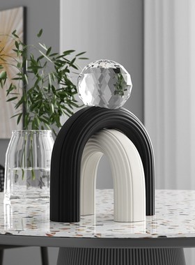 几何艺术软装高级感水晶球摆件意式极简客厅柜子电视柜酒柜装饰品