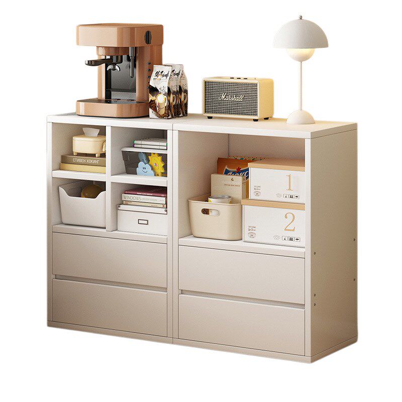 简易书架落地置物架靠墙格子柜家用杂物柜床边柜子带柜门储物书柜