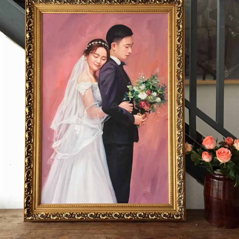 纯手绘油画定制肖像画人物照片动物风景油画挂画客厅欧式美式装饰图片