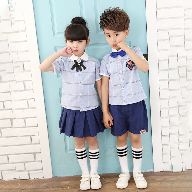 小学生夏季儿童班服校服套装幼儿园园服中学生短袖夏款英伦学院风