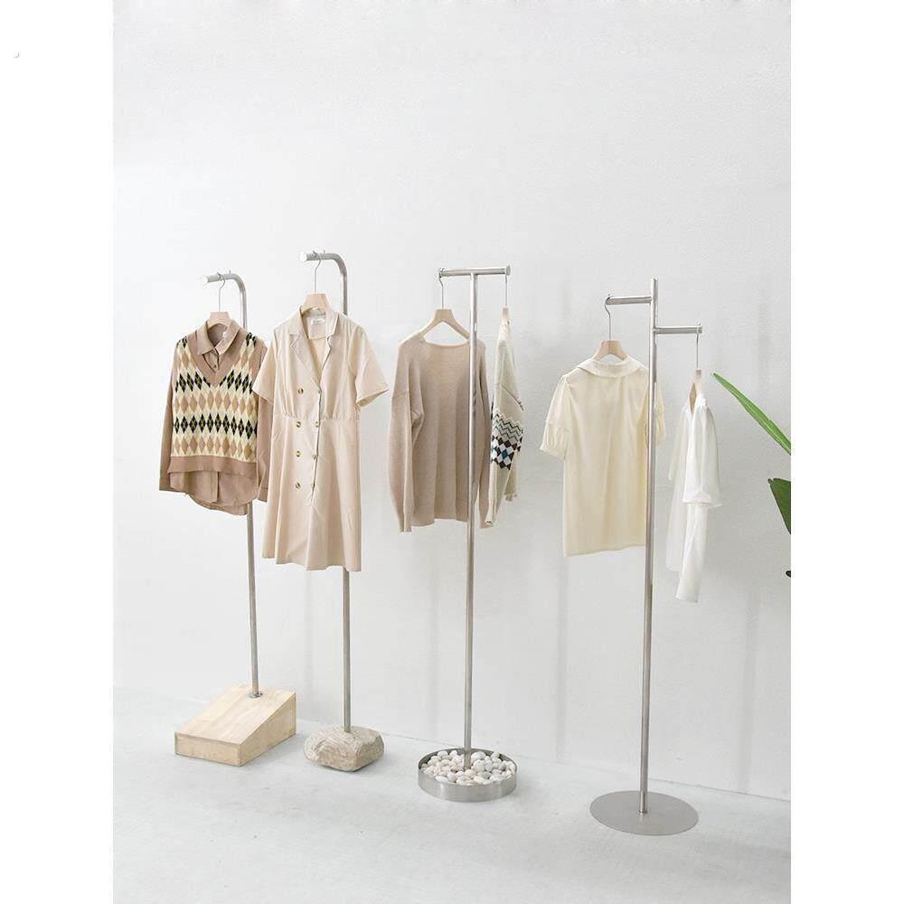 服装店展示架不锈钢正挂落地式石头底座挂架点挂女装店货架陈列架