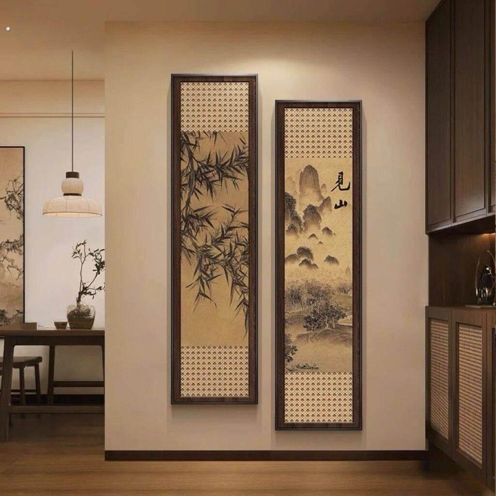 宋代美学玄关装饰画见山新中式走廊过道入户壁画背景墙中古风挂画