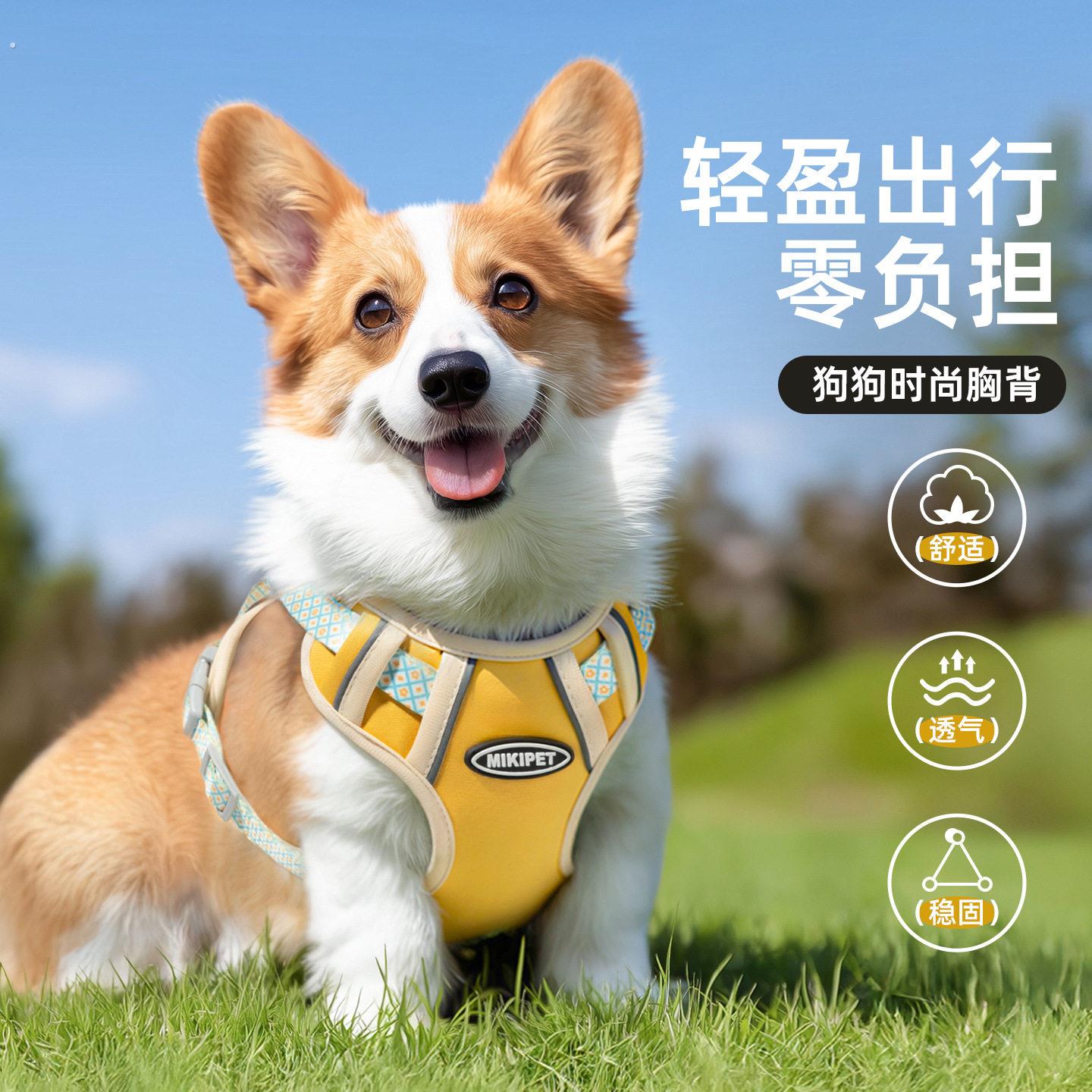 狗狗胸背柯基牵引绳工字型中大型犬防挣脱背带专用宠物背心遛狗绳