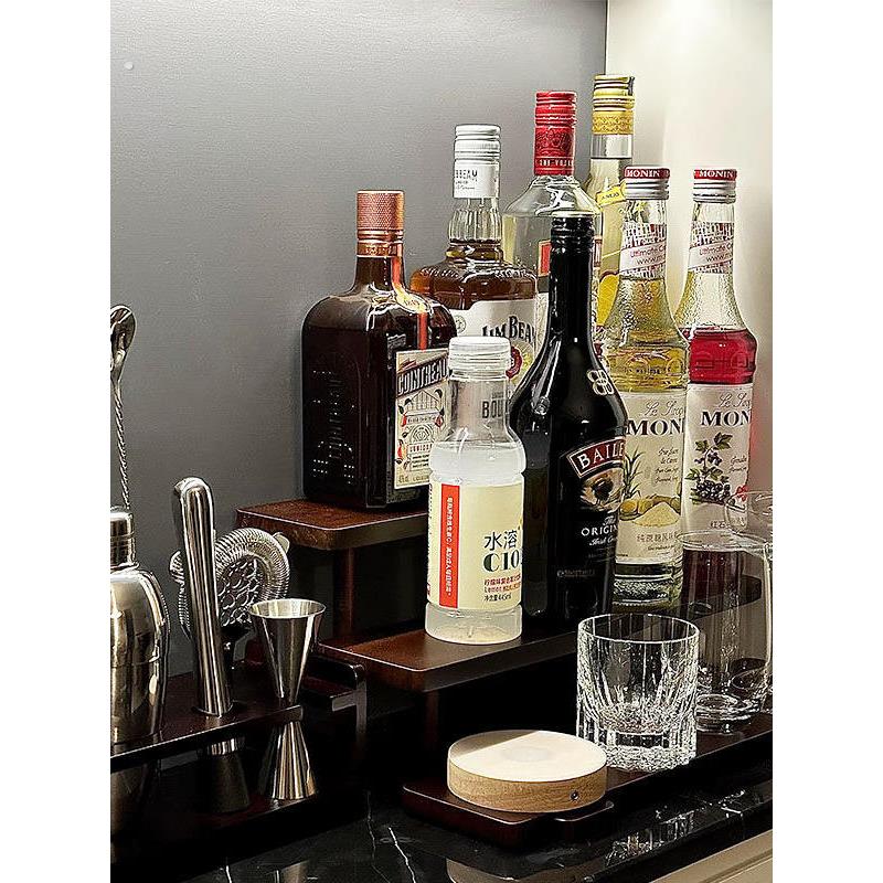 实木酒架酒柜展示架置物架简约家用小型餐厅桌上酒柜双层宿舍调酒