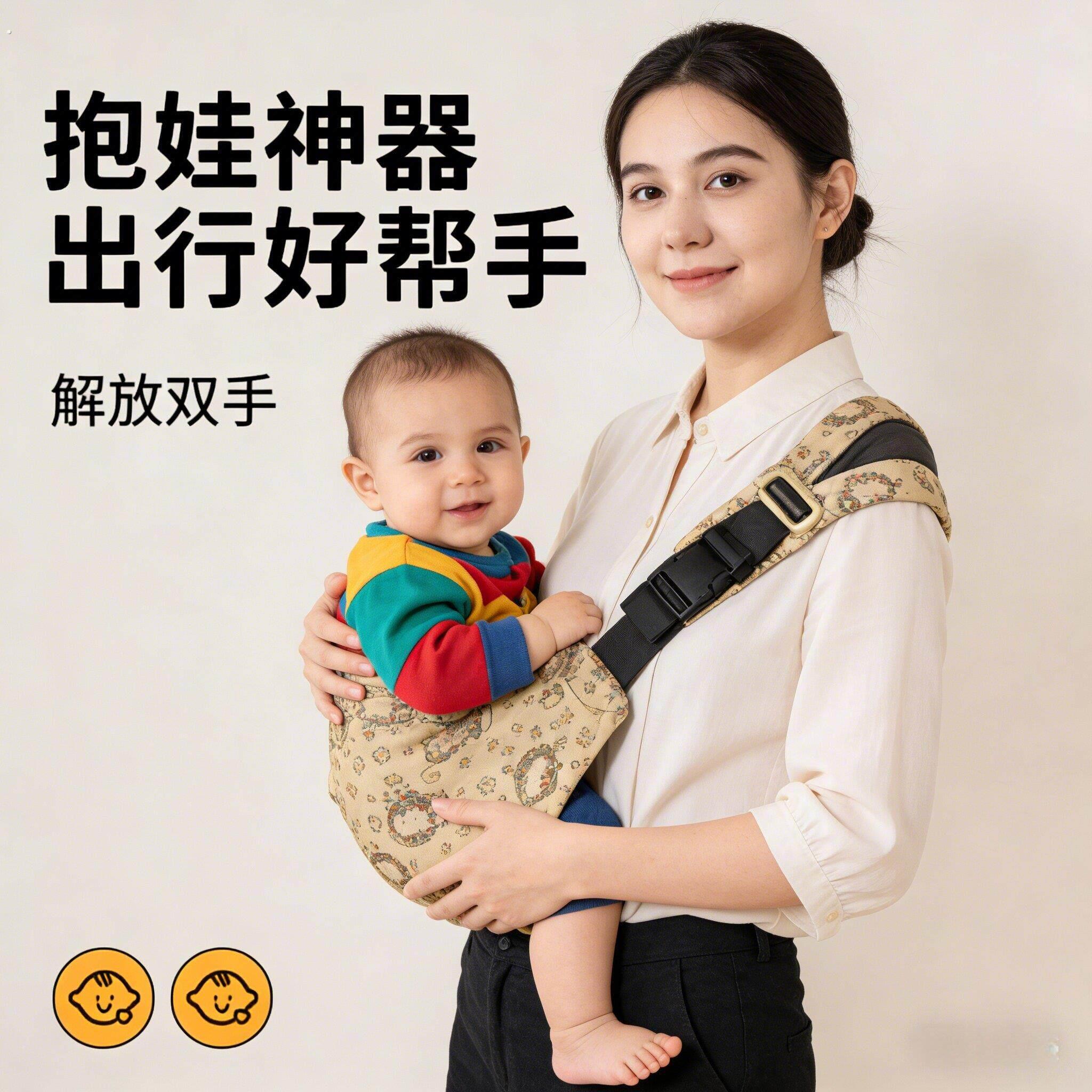 新升级加大款一个人带娃神器小月龄宝宝背带婴儿外出解放双手斜挎