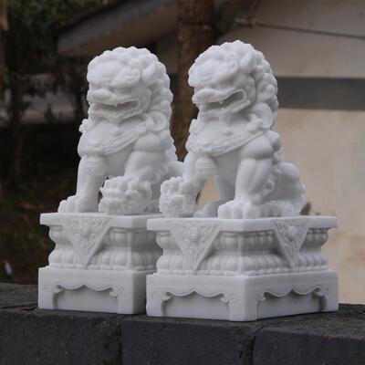 石狮子一对汉白玉小号摆件家用看门镇宅中式庭院门口客厅店铺家用