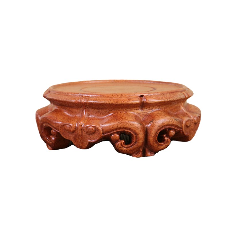 红木圆形底座花瓶茶杯壶茶壶玉器底座实木聚宝盆奇石水晶底座