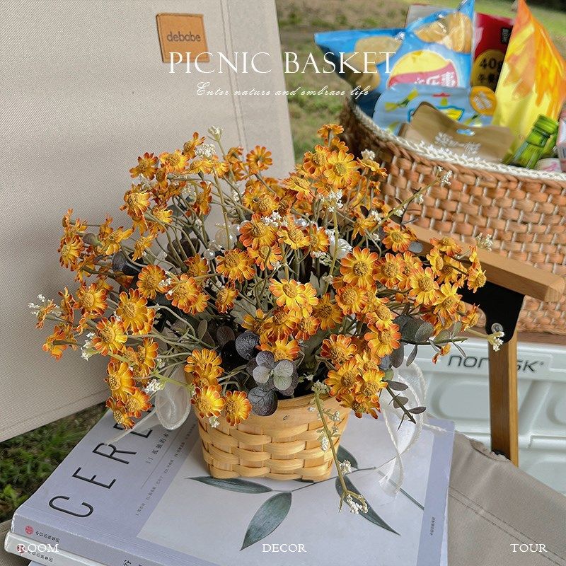美拉德色小雏菊野餐篮假仿真摆设餐桌插艺绢,家居饰品,仿真花/假花,淘宝优惠券,粉丝福利购,淘宝优惠卷