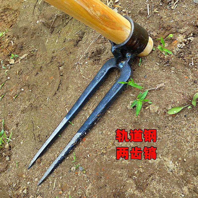 二齿镐头锄头耙子道轨全钢刨土荒松土翻地农用山地两齿二齿钩子,农机/农具/农膜,镐,淘宝优惠券,粉丝福利购,淘宝优惠卷