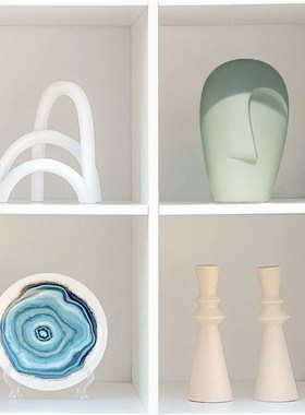 样板间书柜家居软装饰品创意玻璃陶瓷工艺品杯蜡仿真花摆件Z8