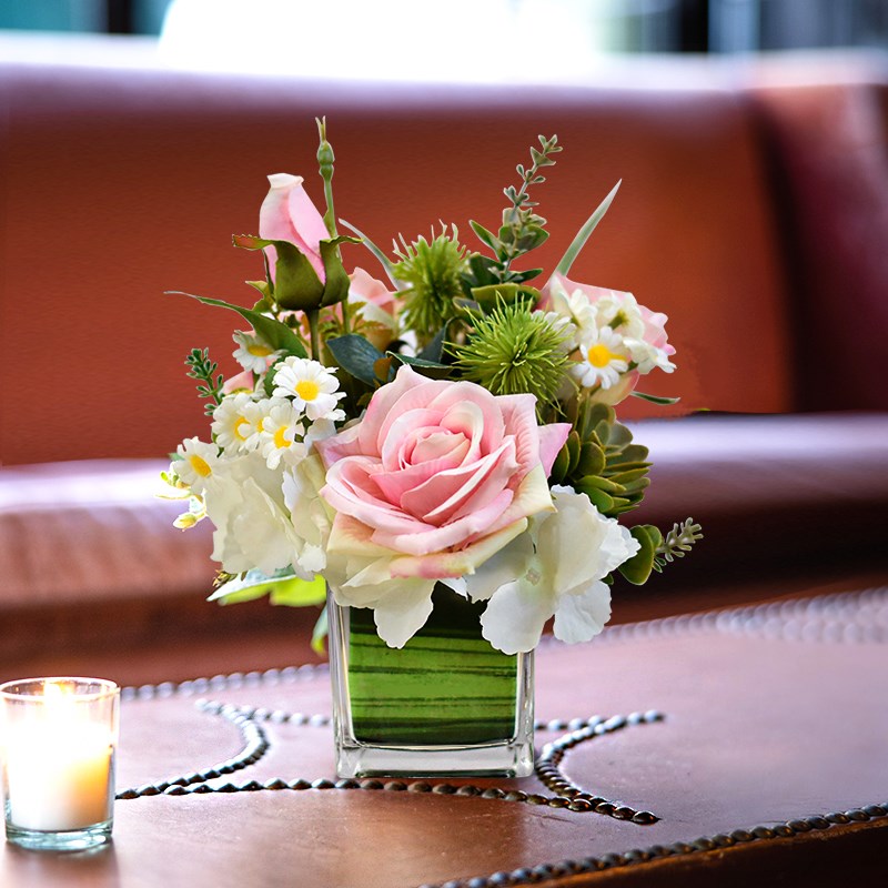 餐桌花摆花商务会议桌花装饰仿真花摆件酒店接待茶几花瓶花束假花