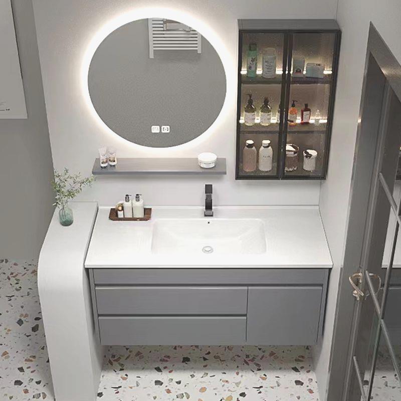 定制岩板浴室柜67/77厘米87/97cm107/117公分洗手洗脸陶瓷一体盆