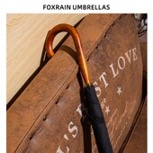 复古一体式 枫木斜纹提布弯长伞级感雨伞定制