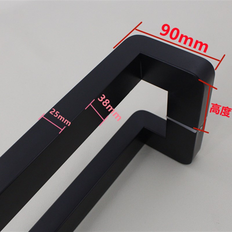 新款方管双弯圆角玻璃门大拉手KTV木门亚黑中式安全防撞大门把手