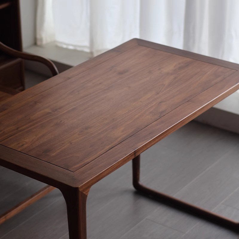 北美黑胡桃木阳台茶桌书桌一体家用实木茶桌椅茶台泡茶小桌