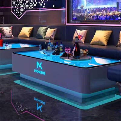 现货ktv茶几发光酒吧吧台专用不锈钢桌子钢化玻V璃定制会所卡座