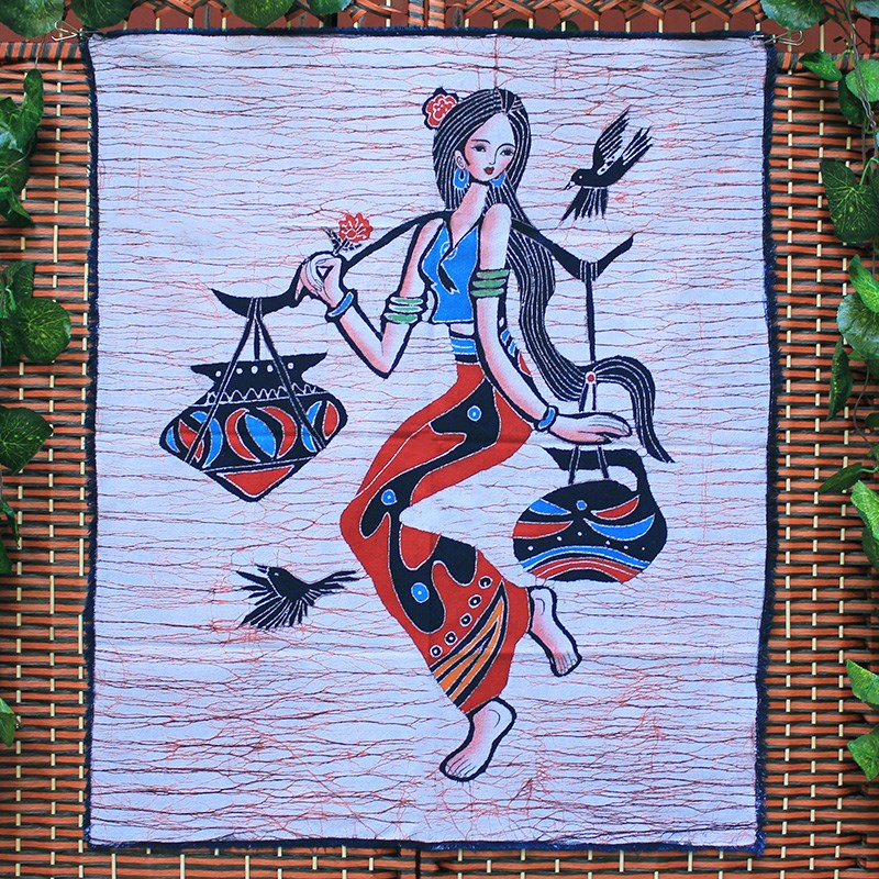 中号蜡染a画棉麻壁挂民族工艺品家居布艺壁画酒吧餐厅装饰挂画担图片