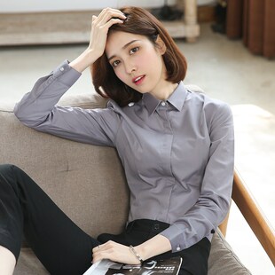 白衬衫女大码白色职业衬衣女士商务正装免烫不透面试工作服上衣秋