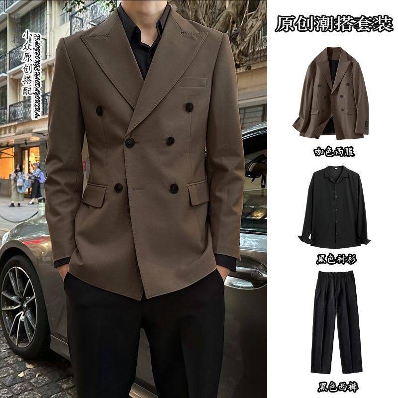 英伦轻熟风高级感正装小西装外套男士商务结婚礼服高端单西服套装