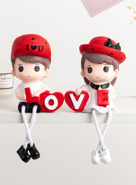 婚庆婚房情侣装饰人物公仔吊脚娃娃  墙面隔板装饰工艺礼品小摆件
