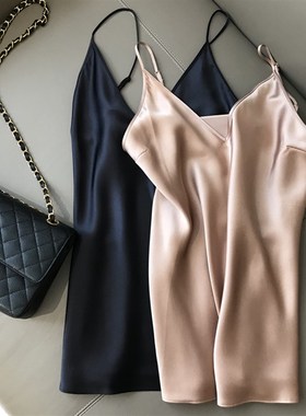 镇店品质!不买后悔 高贵香槟宝石蓝 V领真丝吊带背心女外穿内搭