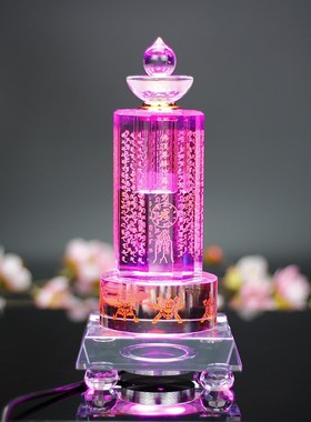 水晶楞严咒经幢塔佛顶尊胜陀罗尼塔家用装藏密封佛具桌面摆木底座