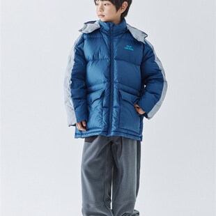 蓝汽水2025年冬季新款撞色连帽羽绒服男童耐洗耐穿儿童保暖外套