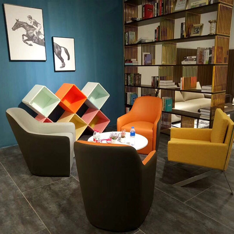 北欧时尚单人靠背沙发椅子家用客厅软包休闲椅商用会客洽谈接待椅