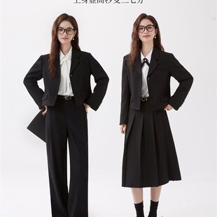 幂典西装外套女职业套装2025春季新款小个子短款高级灰色面试正装