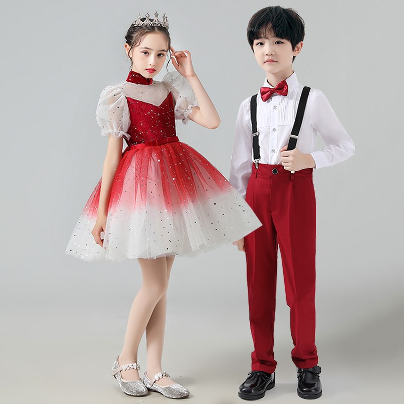 六一儿童演出服女童舞蹈服蓬蓬纱裙小学生男童朗诵主持人表演服装