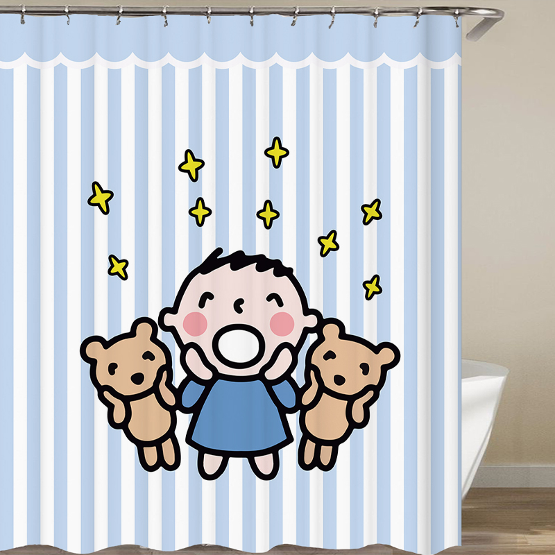 卫生间大口仔浴帘卡通门帘窗帘洗澡挡水帘遮挡帘子柜门装饰衣柜帘
